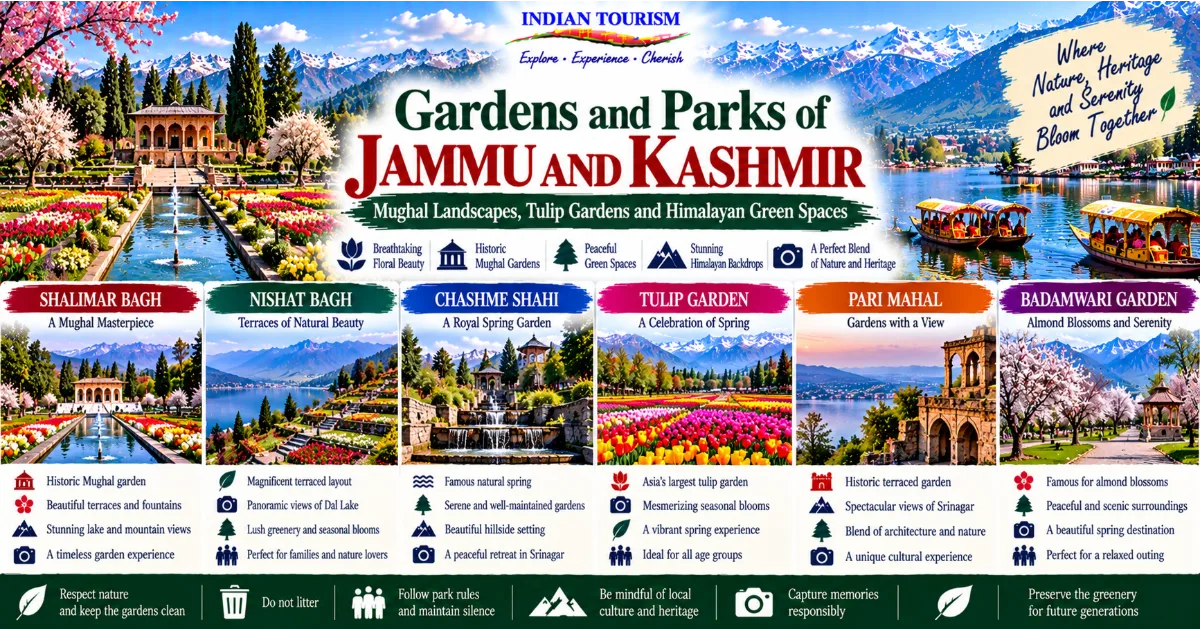 Gardens and Parks of Jammu and Kashmir: Exploring Mughal Landscapes, Tulip Gardens and Himalayan Green Spaces