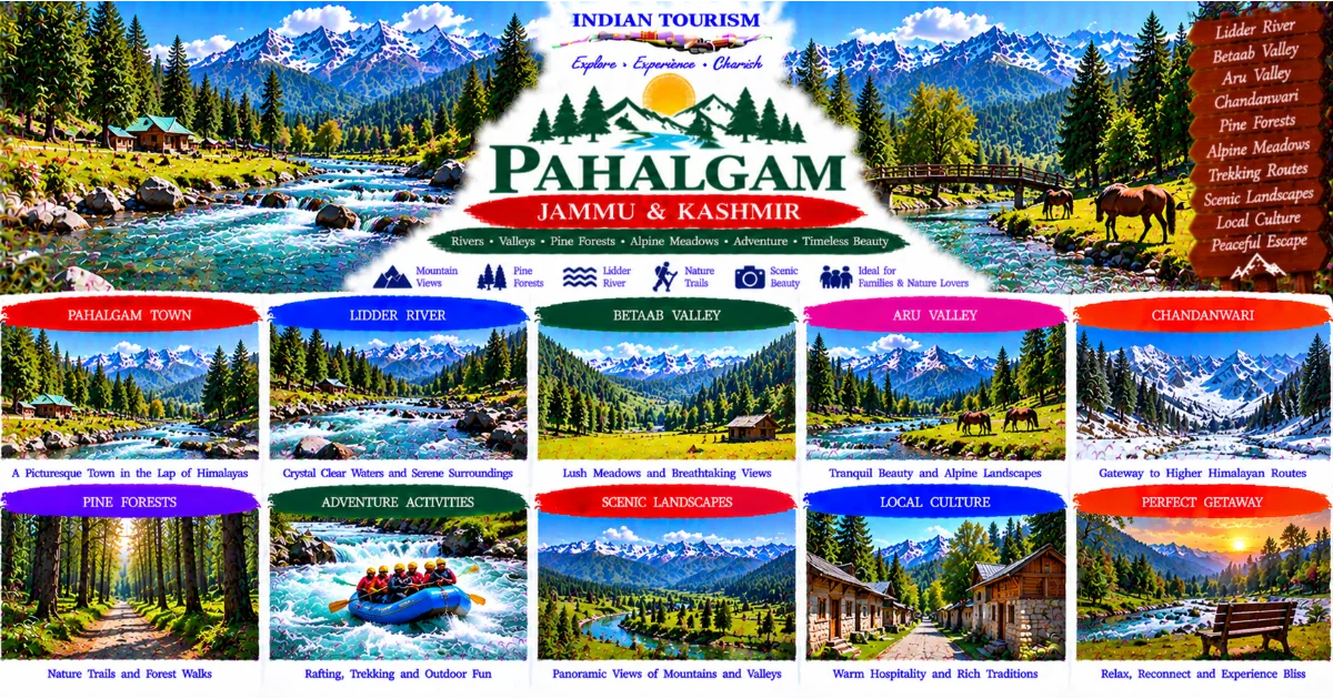 Pahalgam Tourism Guide: Exploring Kashmir’s Alpine Valleys, Lidder River, Pine Forests and Mountain Landscapes