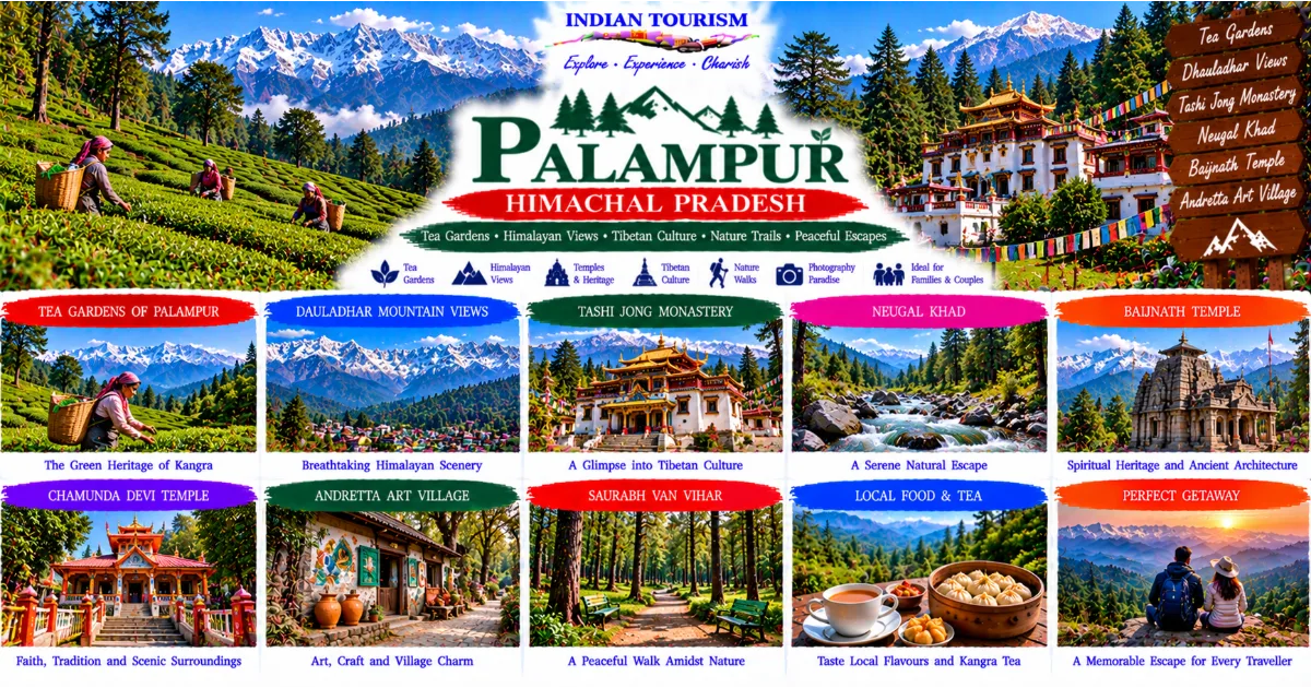 Palampur Tourism Guide: Tea Gardens, Dhauladhar Mountains, Pine Forests and the Beauty of Kangra Valley